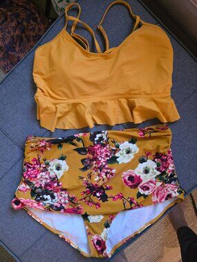 Yellow Floral Swim suit